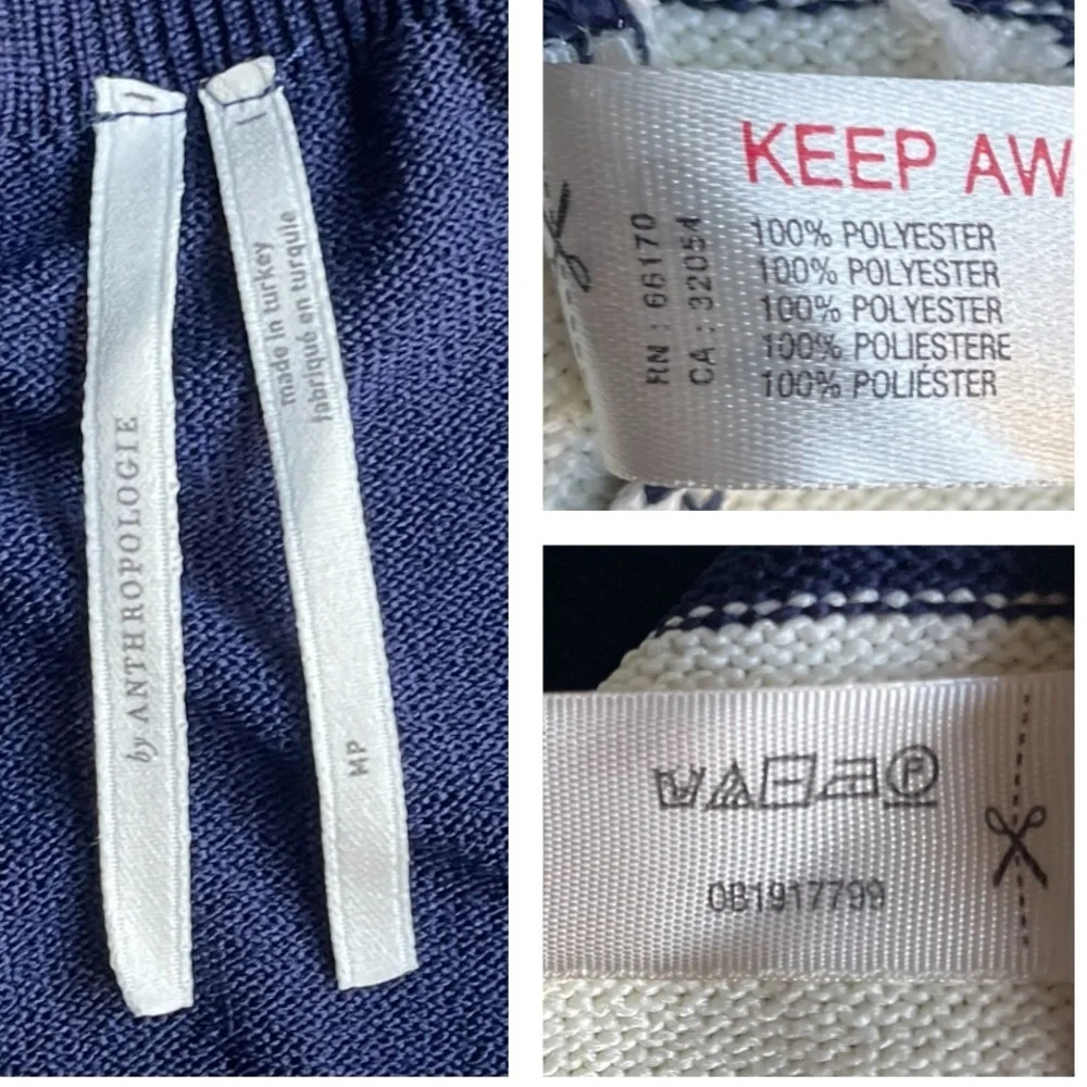 Anthropologie Knit Tank Dress Striped With Anchor Image Navy/Off White SZ MP